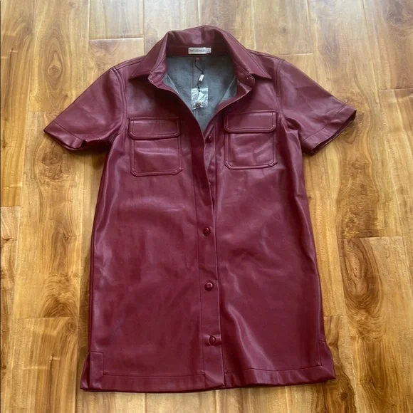 Avec Les Filles burgundy button down vegan leather dress size S Avec Les Filles burgundy button down vegan leather dress size S